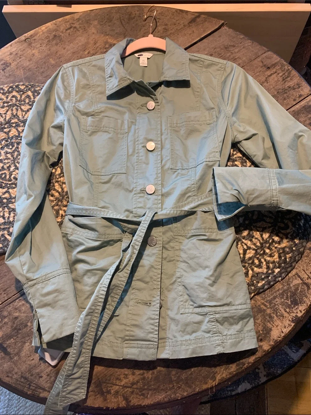 Cato Lightweight Sage Green Utility Jacket with Tie Belt